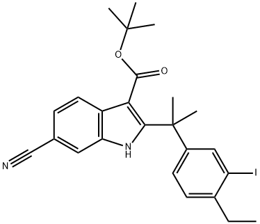 terc-butyl-6-kyano-2-(2-(4-ethyl-3-jodfenyl)propan-2-yl)-1H-indol-3-karboxylát